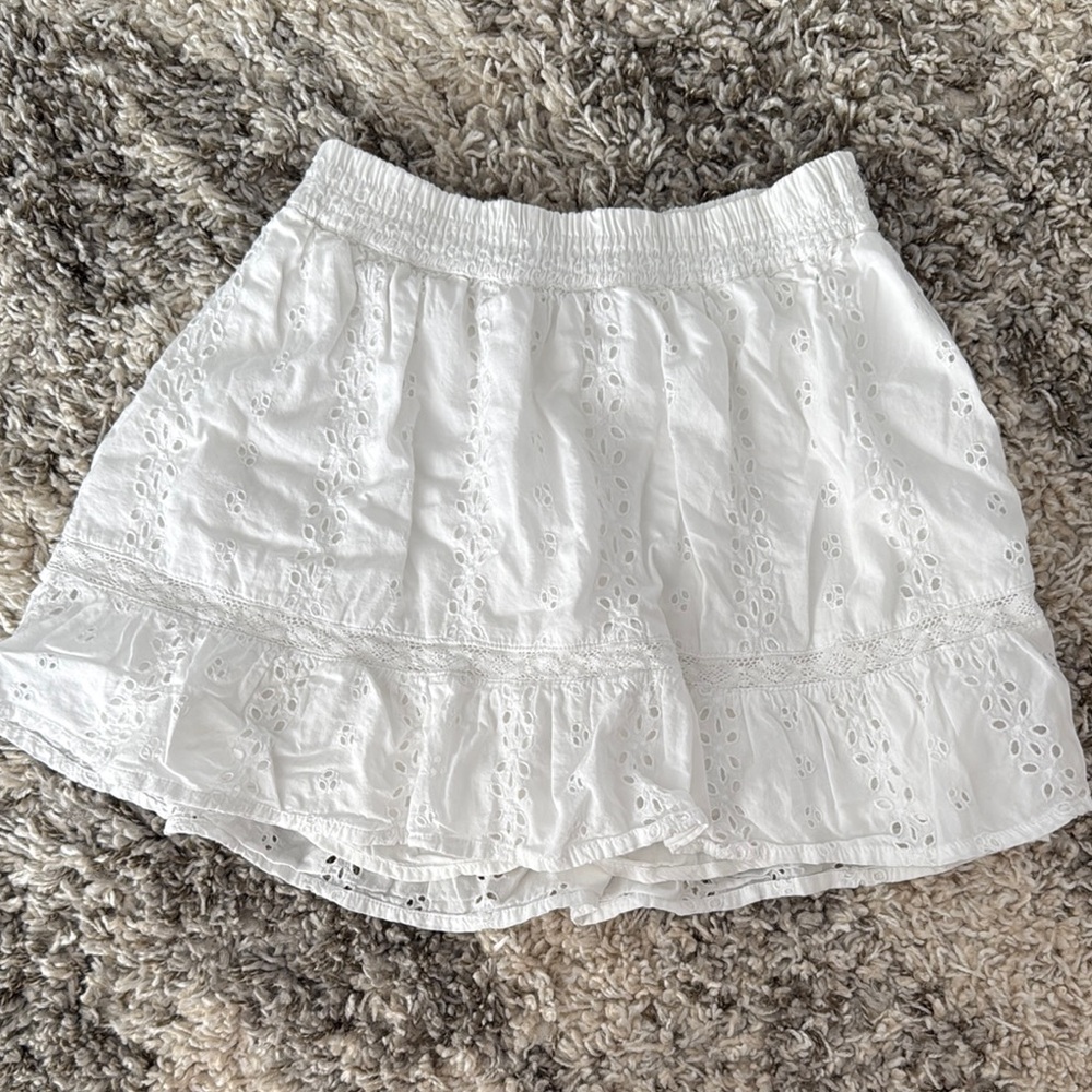 White Eyelet Mini Skirt